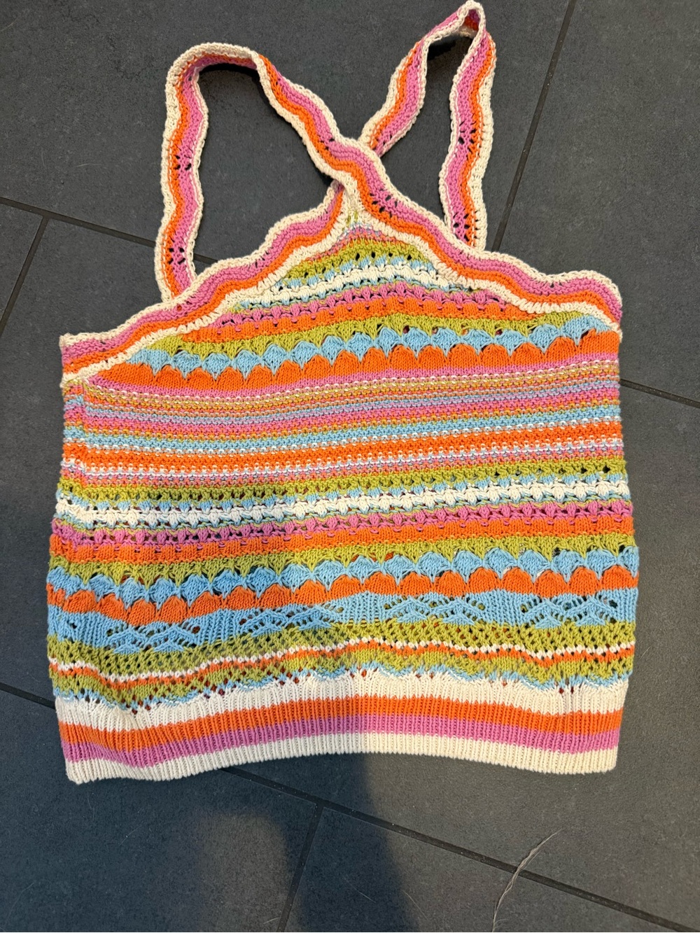 Multicolor Crochet Knit Tank Sweater - Strappy Summer Top